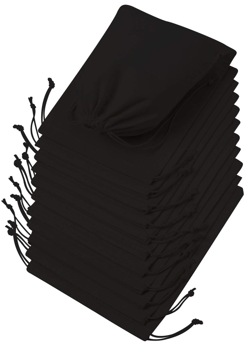 DR Black Cotton Drawstring Bags for Storage, Wardrobe, Travel and Household Organization (8 x 10 inch - 12 pack) - Image 1